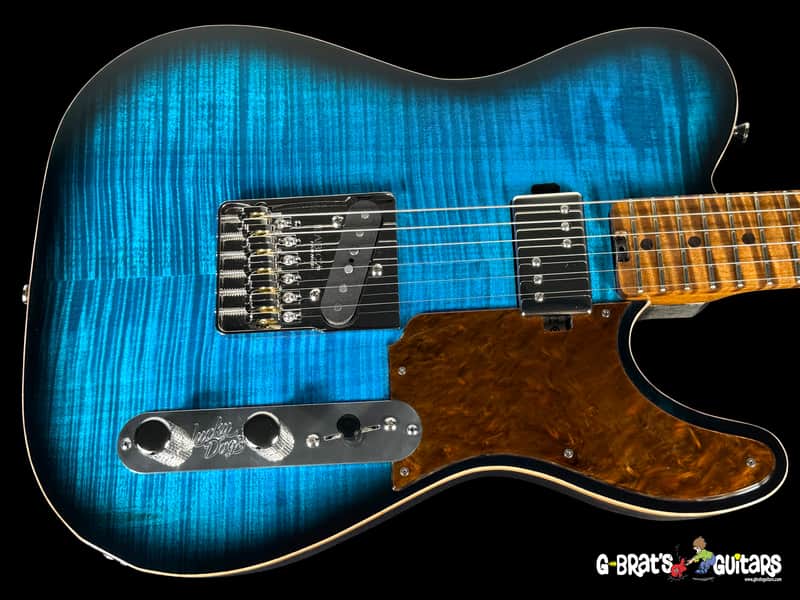 2026 Lucky Dog Evangelist Tele Master Grade Flame Top ~ Transparent Caribbean Blue image 1