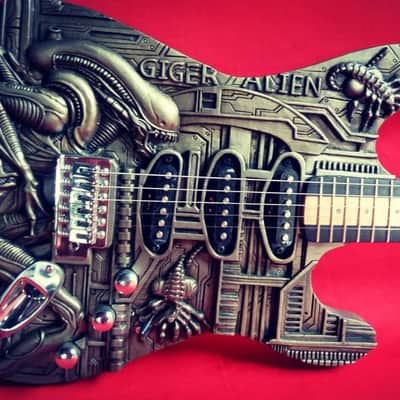 Javara Guitar Hand-carved Alien motif (inspired by the work of HR Giger) 2023 image 5