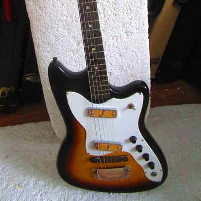 Harmony H-15 Bobcat Guitar, 1960's, Sunburst, 2 Dearmond Pickups, Case image 1