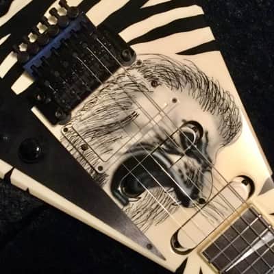 Jackson USA Custom Shop Randy Rhoads Custom 1988 Black/White Zebra w/ Lions Head Custom Graphic image 4