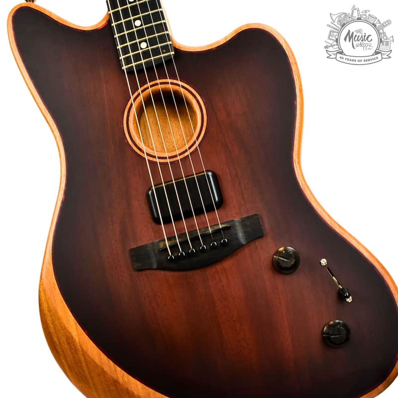 Fender American Acoustasonic Jazzmaster Bourbon Burst Acoustic Electric Guitar w/ Gig Bag image 1