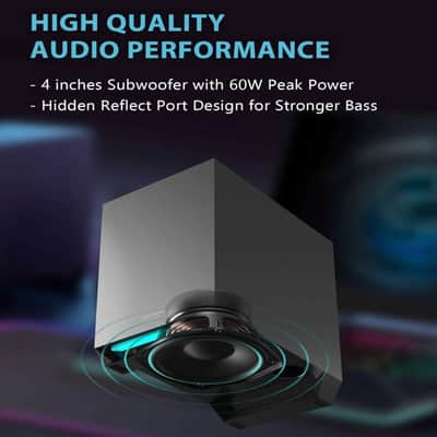 Edifier G1500 MAX 2.1 Computer Speakers System, 60W Hecate Gaming Speakers with Subwoofer Line Out, RGB Light, Bluetooth 5.3, USB, Type-C, 3.5mm AUX Input, Black image 3
