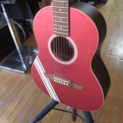 Fender Sonoran Mini Acoustic Guitar Competition Stripes Candy Apple Red image 9