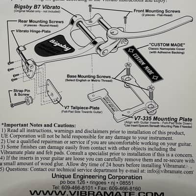 Vibramate V7-335-G-C V7 Archtop Adapter Kit for Bigsby B7 2010s - Stainless Steel image 8
