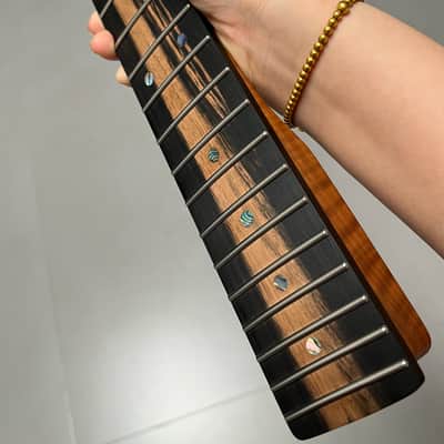 AAAAA Tele Ebony Fretboard Roasted flame Maple Electric Guitar Neck Radius 12inch Round stainless steel 22 frets hole 10mm Radius: 12 inches image 7