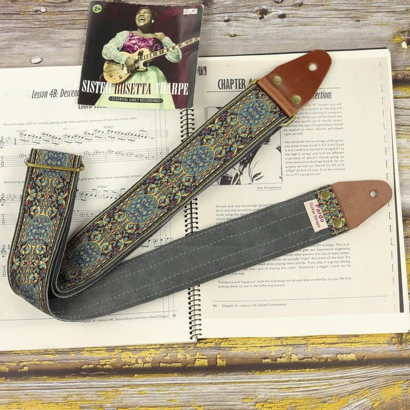 Pardo retro guitar strap model Blue Garden, backing suede image 1