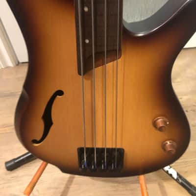 Ibanez SRH500F-NNF Bass Workshop Fretless Semi-Hollow Bass 2010s Natural Browned Burst Flat image 2