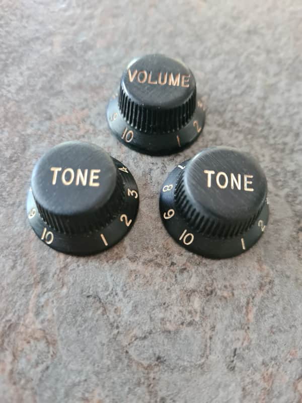 Fender JV SQ Stratocaster knob set MIJ 1980s - Black image 1