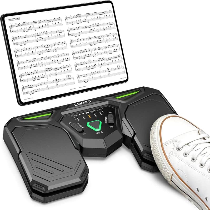 LEKATO Wireless Bluetooth Page Turner Pedal, Page Turner for ipad Android HarmonyOS IOS Phones, Sheet Music Foot Pedal with USB-C Charging Support image 1