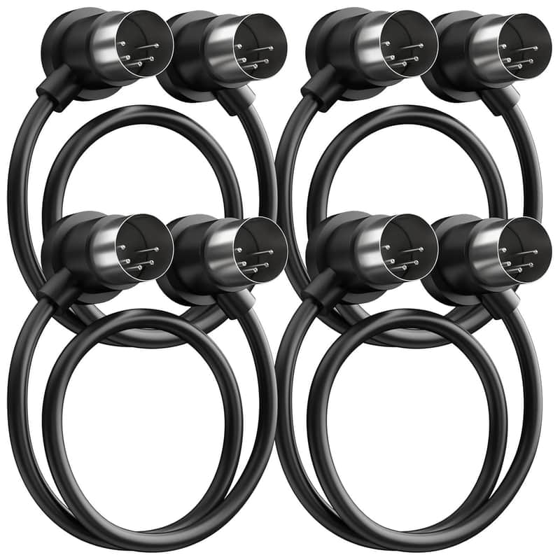 4 Pack Premium Right Angle MIDI Cable 2FT, Low Profile for Saving Space MIDI Cables, Stable & Fast Transmission and Long-Lasting 5 Pin Din Cable, Ideal for MIDI Interface, Keyboard, Pedal Board image 1