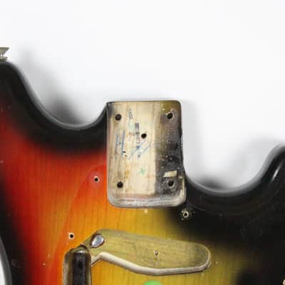 1977 Vintage Fender Mustang Ash BODY Factory Sunburst USA 1970s w/Original Neck Plate image 2