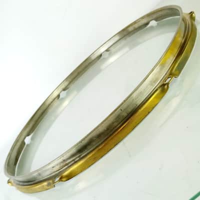 Ludwig 16"Nickel-BRASS Floor Tom Drum Batter Rim/Hoop 8Lug Triple-Flange NOB WFL image 4