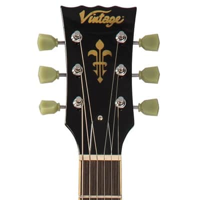 Vintage V100 ReIssued Electric Guitar V100TBK - Flamed Thru Black image 3