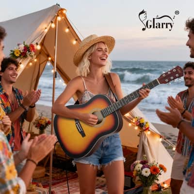 Glarry 41 Inch EQ Acoustic Guitar Kit Dreadnought Design - Sunset image 3
