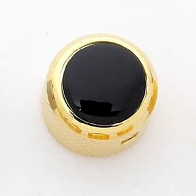 Q-Parts Dome Knob - ACRYLIC BLACK ON GOLD, KGD-0033