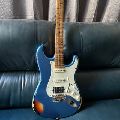 Xotic California Classic XSC-2 SSH, 2021-USA, Super Heavy Aging-Lake Placid Blue w/Roasted Flame Maple Neck image 4