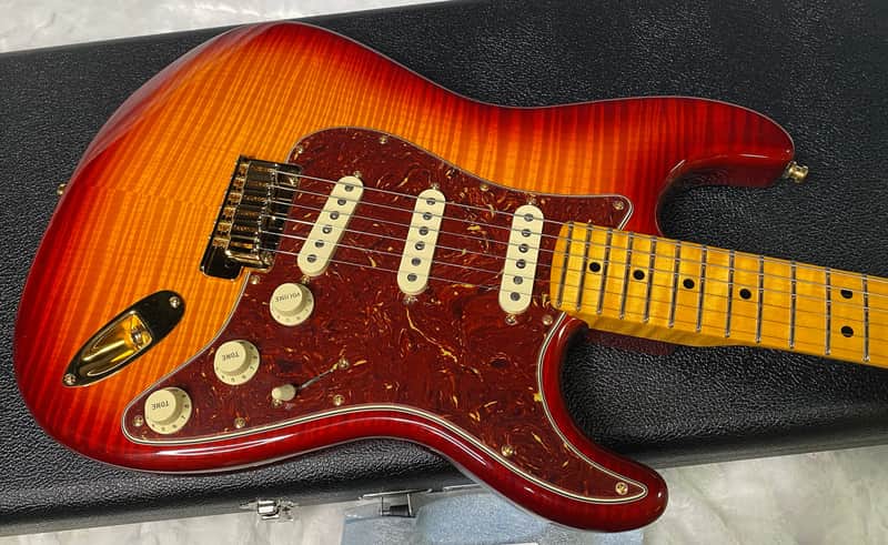 NEW! Fender Limited Edition Custom Deluxe AAA Flame Stratocaster - Hand Wound Pick-Ups - Gold Hardware - Aged Cherry Sunburst - 7.6lbs - Authorized Dealer - G07114 - WOW! image 1