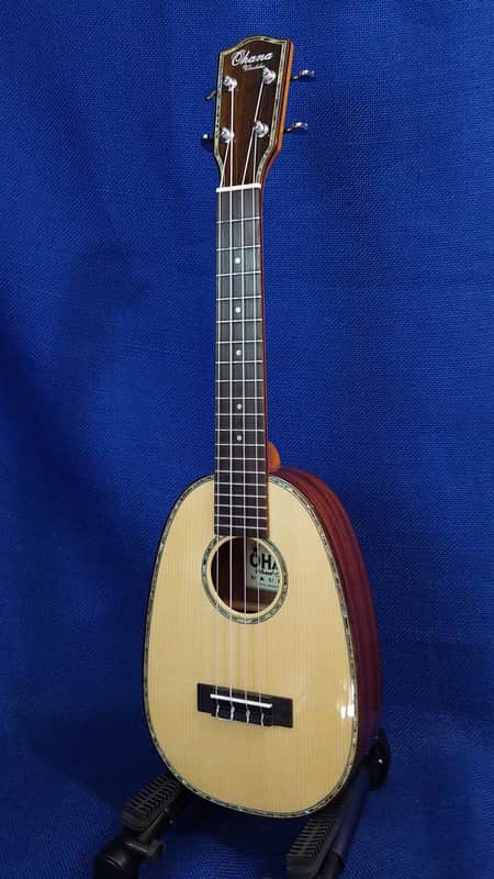 Ohana PKC-70G Solid Spruce/Mahogany Pineapple Concert Ukulele image 1