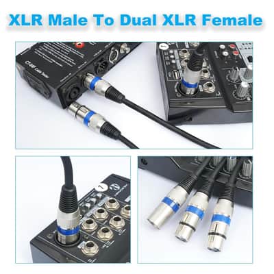 1.5Feet 3Pin Xlr Male To 2 Xlr Female Y Splitter 1 Male To 2 Female Audio Cable For Micphone Mixer Amplifier,5 Color(Red,Green,Blue,Yellow,Black)-5 Pack image 6