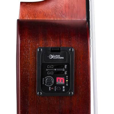LUNA Vintage Mahogany Concert Electric UKULELE Red Satin Cutaway -Built in Tuner w/ Gig Bag image 3
