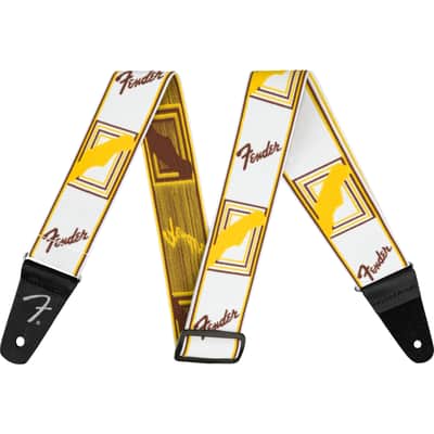 Fender WeighLess Monogram Strap White/Brown/Yellow - Strap for Guitars image 1