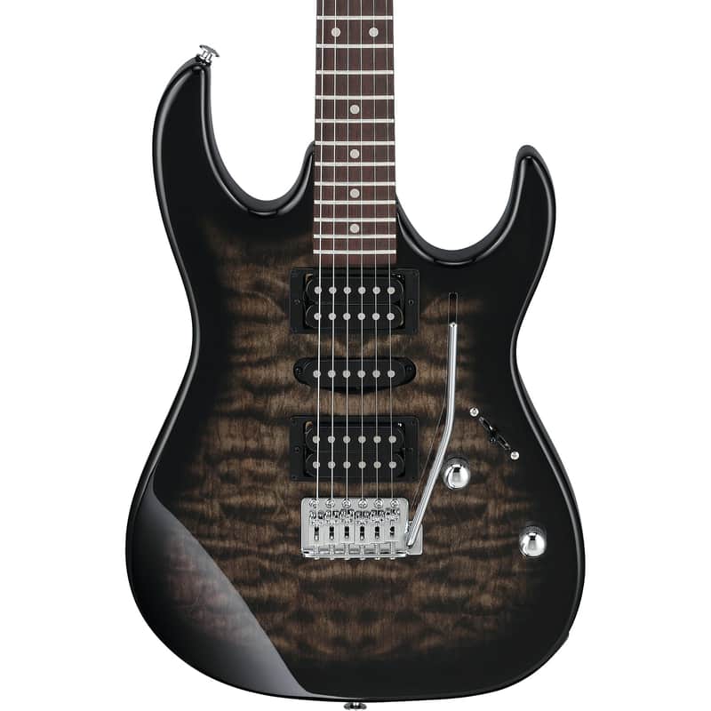 Ibanez GRG7221QATKS RG Gio 7-String Electric Guitar, Transparent Black Sunburst image 1
