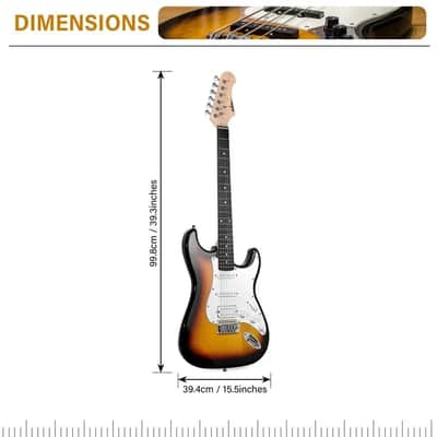 ADM Full Size 39 inch Electric Guitar Package - Sunburst image 2