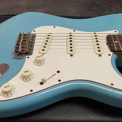 Fender Custom Shop Postmodern Journeyman Stratocaster 2016 Daphne Blue Relic Aged Roadworn American Vintage 60s 1960's Reissue USA Guitar close to Sonic Blue heavy relic post modern image 12