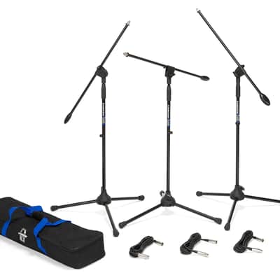 Samson BL3VP 3 Pack of Pro Mic Stands with Boom and XLR Cables and Travel Bag image 1