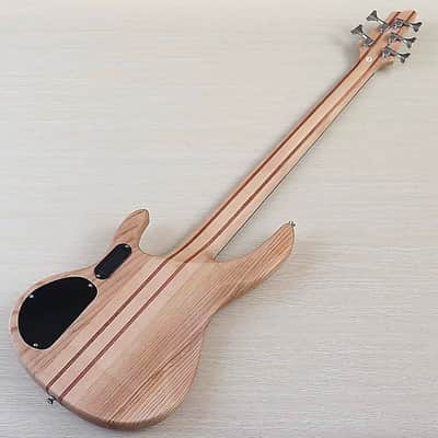 Custom 5 String Electric Bass, Burl Wood Top Body, Maple Neck Through image 3