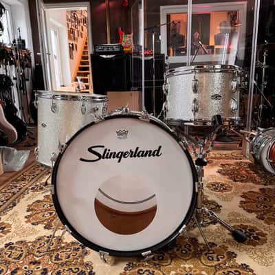 Slingerland Drumset Sparkling Silver Pearl 60`s - Sparkling Silver image 2