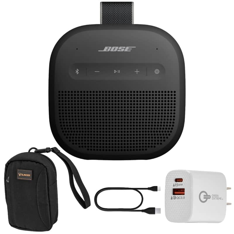 Bose SoundLink Micro 2nd Gen Bluetooth Speaker, Black + Case + 20W Wall Charger image 1