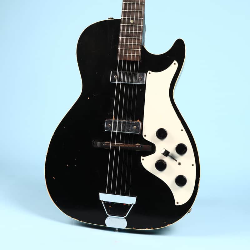 Silvertone 1420 Vintage Stratotone Black Electric Guitar image 1
