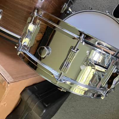 Ludwig L-600 S/L Series 5x14" 8-Lug Wood Snare Drum with Rounded Blue/Olive Badge 1984 - 1988 - Chrome image 5
