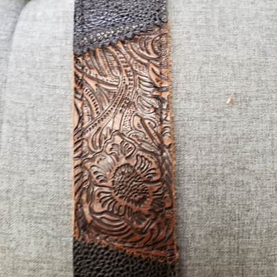 Christian Brooks Leather Guitar Strap Grey with Black Accents image 2