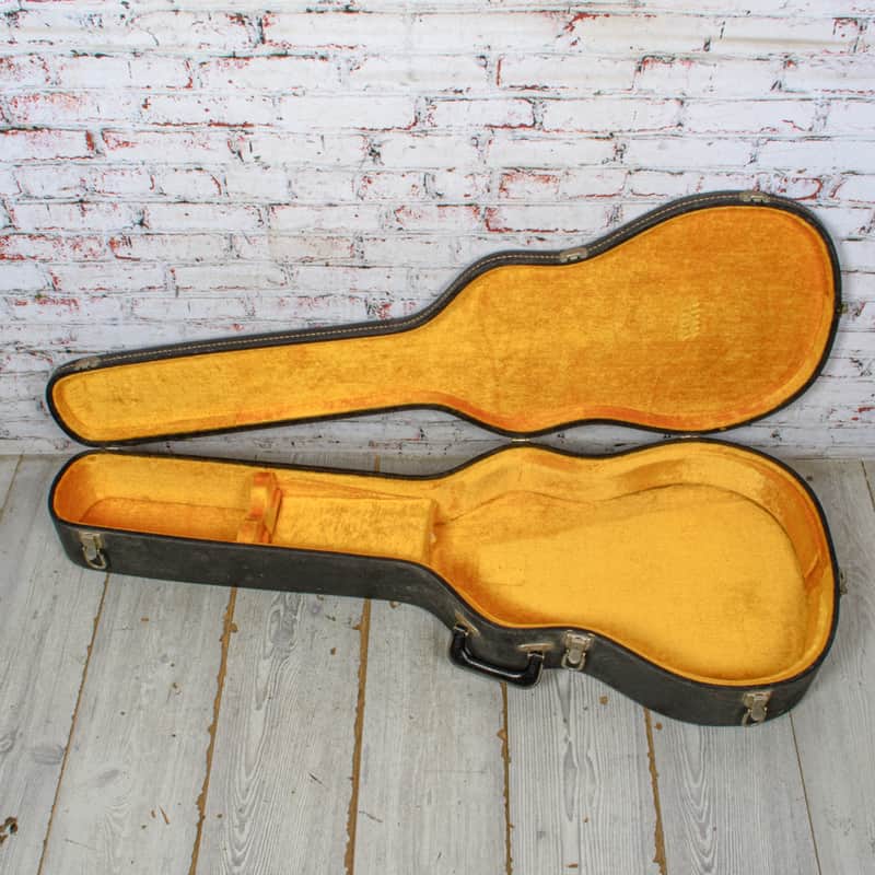 Victoria Luggage Co 1960's Dreadnought Acoustic Guitar Hard Shell Case Black and Yellow VINTAGE image 1
