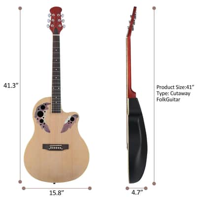 Glarry 41" Cutaway Round Spruce Acoustic Guitar for Beginner With Bag image 5