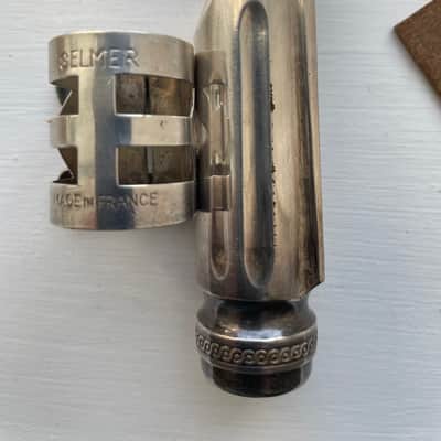 Selmer Scroll Shanked Sax Mouthpiece with Ligature.1950s - Silver image 2