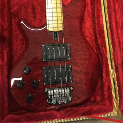 Wal  Bass Guitar 1998 Red - Left Handed, Quilted Maple Facings - JUST REDUCED!! image 1