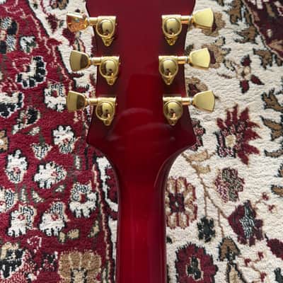 Broadway Hollowbody Left-Handed Electric Guitar – Wine Red w/ Bigsby, Grover Locking Tuners, Bone Nut + OHSC image 6