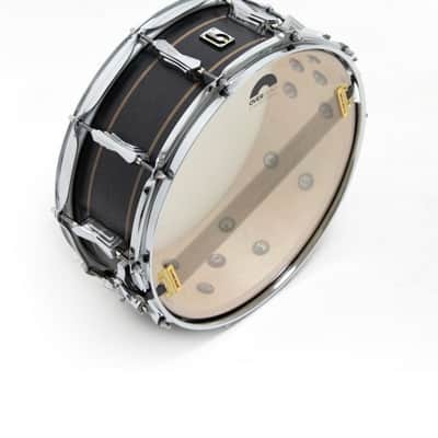 British Drum Company Merlin | 14x5.5" 10-Lug Maple / Birch Snare Drum Black Tulip Veneer. New with Full Warranty! image 4