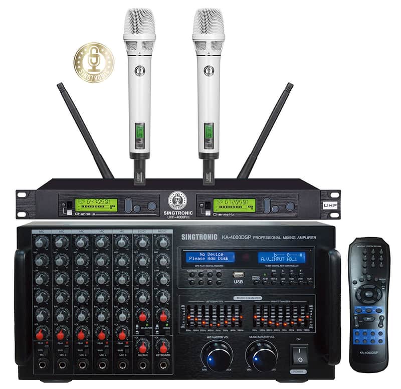 Singtronic 4000W Karaoke Amplifier Mixer System + Wireless Microphones image 1