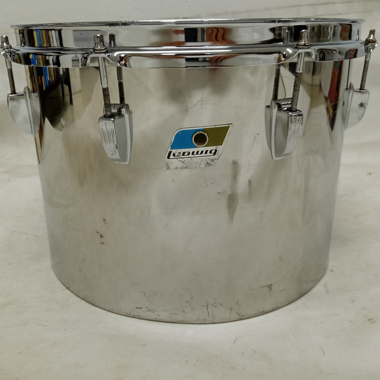 Ludwig 14"Stainless Steel#463 Concert Tom Drum Classic-Lug Vintage70s Blue/Olive — main photograph