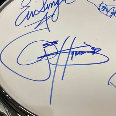 Eric Singer's KISS, David Frangioni Collection, Pearl 14x6.5" "Mirror Ball" Free Floater Snare Drum, Signed by all members of KISS! image 6