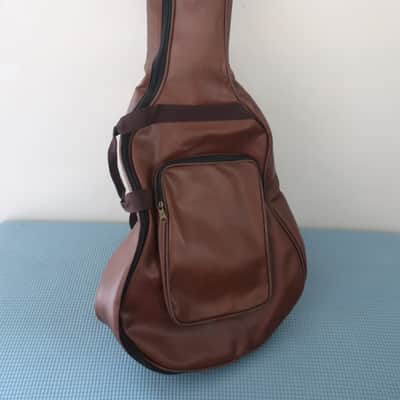 Vintage 1980s Acoustic Guitar Regular Dreadnought Size Case Brown Pleather Brown Gig Bag Heavy Duty Soft Leather Tearproof Workhorse Well Made 40 x 15 x 4 image 5