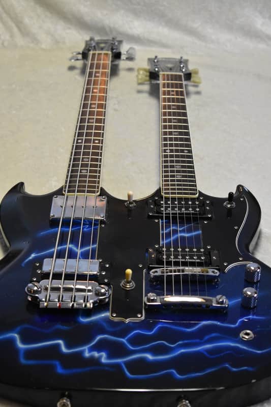 Ibanez 2402 Double Neck Bass / Guitar 1975 Midnight Blue with Lightning image 1