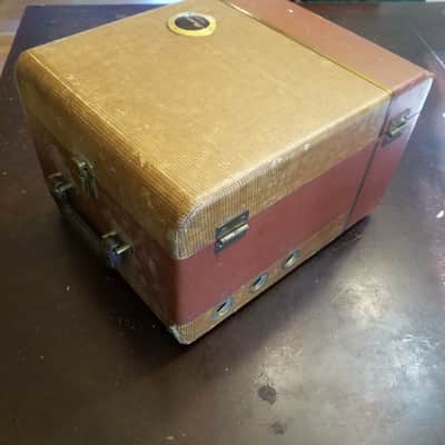Revere T500 Deluxe 6V6 mono tube amp project AlNiCo 5x7 speaker case cab leather handle Tweed, Maroon 1952 image 5