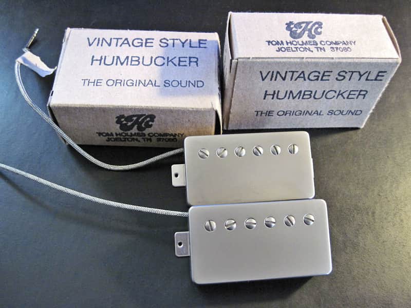 Tom Holmes PAF Humbucker Pickup Set ~ H450, H455 Double Cream Nickel Covers With Peter Green Mod image 1
