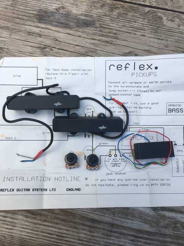 Rare Famous Reflex Red Active Pickup System for Jazz Bass 80's image 1