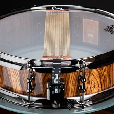 Seven Six Drum Company 4x14 Vented Zebrawood Piccolo Custom Snare Drum 2022 Zebra Gloss Polyester image 4